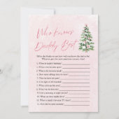 Kerst Wie kent papa Beste Baby shower spel Kaart (Voorkant)