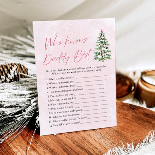 Kerst Wie kent papa Beste Baby shower spel Kaart