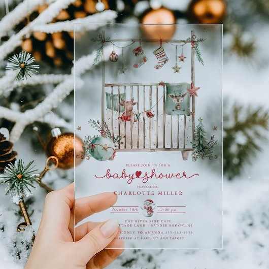 Kerst Wieg Acryl Baby shower Uitnodigen Acryl Uitnodigingen