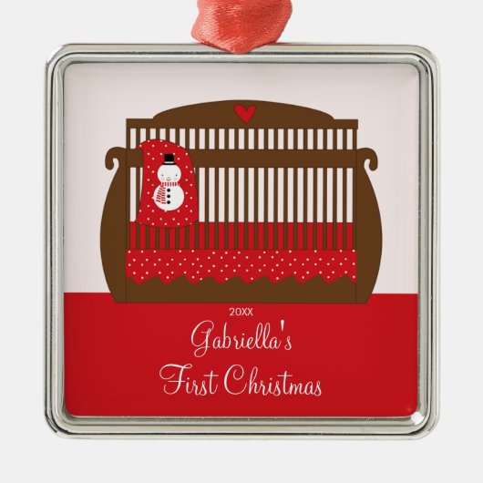 Kerst Wieg Baby's eerste kerst Ornament (Voorkant)