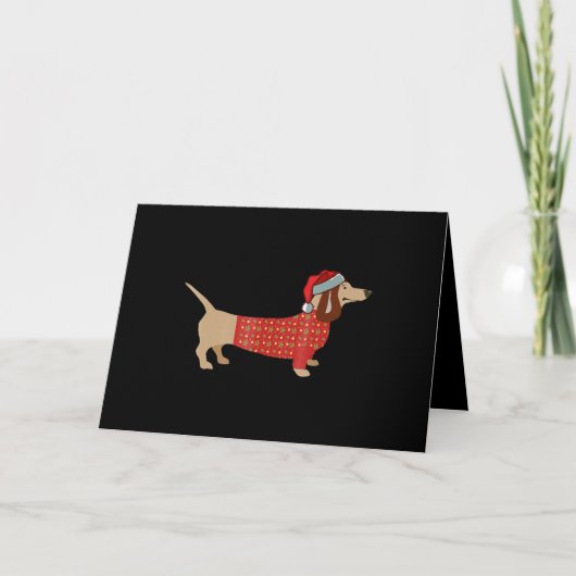Kerst Wiener Dachshund Doxie In Hond Feestdagen Kaart (Voorkant)