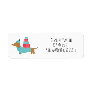 Kerst Wiener Dog Retouradres Etiket