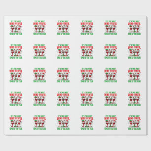 Kerst Wijn-Derful Rode Wijn Design Cadeaupapier