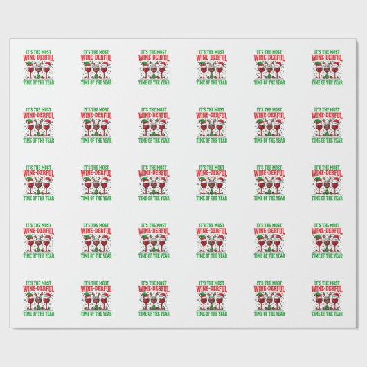 Kerst Wijn-Derful Rode Wijn Design Cadeaupapier (Vlak)