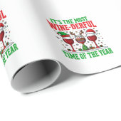 Kerst Wijn-Derful Rode Wijn Design Cadeaupapier (Rol Hoek)