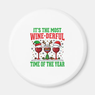 Kerst Wijn-Derful Rode Wijn Design Magneet