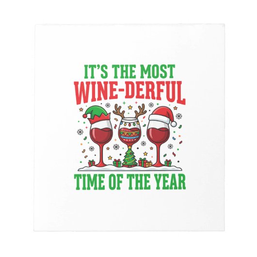 Kerst Wijn-Derful Rode Wijn Design Notitieblok (Voorkant)