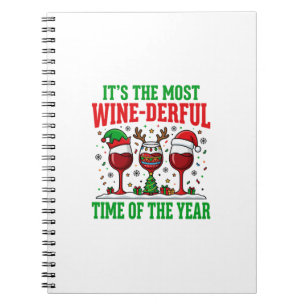 Kerst Wijn-Derful Rode Wijn Ontwerp Notitieboek