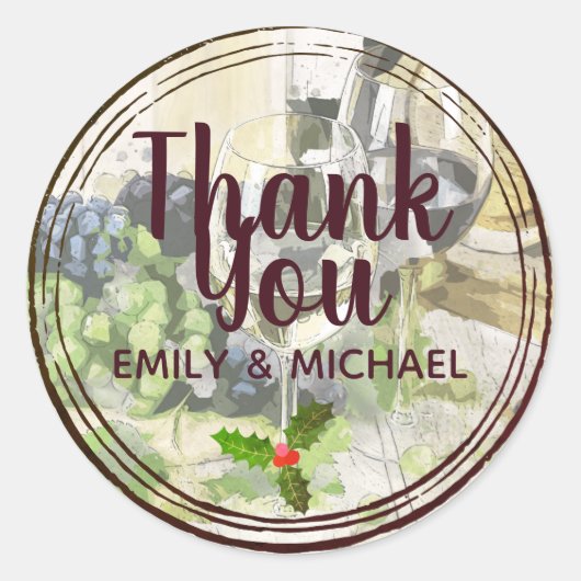 Kerst Wijn en Kaas Feest Bedrijfsmatig Aangepast Ronde Sticker (Voorkant)