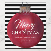 Kerst Wijn Etiketten met Moderne Strepen (Enkel label)