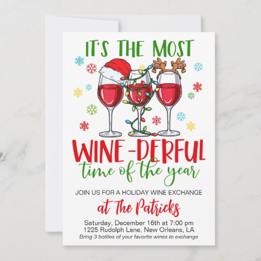 Kerst Wijn Exchange Party Kaart (Voorkant)