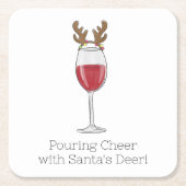 Kerst wijn gieten Cheer met Santa's Deer Kartonnen Onderzetters (Voorkant)