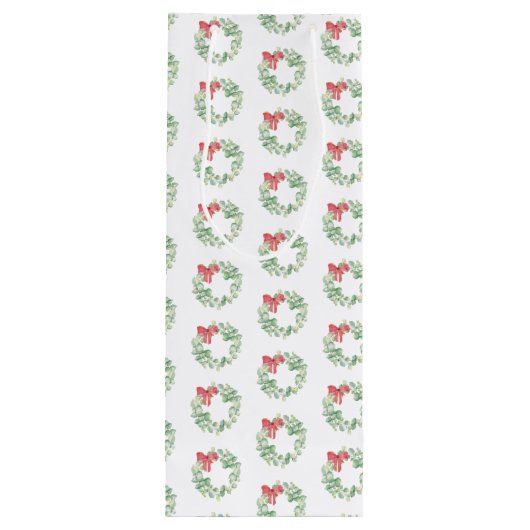 Kerst Wijn Gift Bag Rood en Groen Krans Wijn Cadeautas (Achterkant)