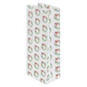 Kerst Wijn Gift Bag Rood en Groen Krans Wijn Cadeautas (Voorkant Gekanteld)