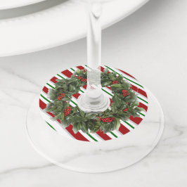 Kerst Wijn Glas ID Papier Ronde Set van 12 Wijnglaslabel