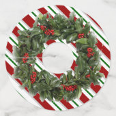 Kerst Wijn Glas ID Papier Ronde Set van 12 Wijnglaslabel (Voorkant)