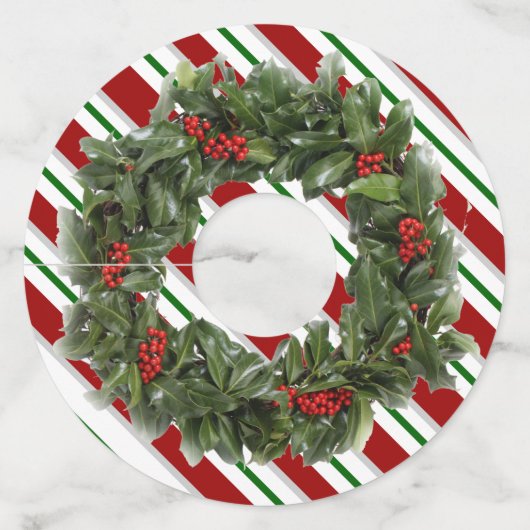 Kerst Wijn Glas ID Papier Ronde Set van 12 Wijnglaslabel (Voorkant)