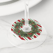 Kerst Wijn Glas ID Papier Ronde Set van 12 Wijnglaslabel (Dichtbij)