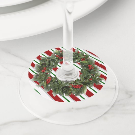Kerst Wijn Glas ID Papier Ronde Set van 12 Wijnglaslabel (Dichtbij)