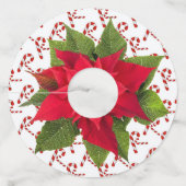 Kerst Wijn Glas ID Papier Ronde Set van 12 Wijnglaslabel (Voorkant)