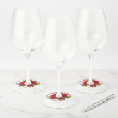 Kerst Wijn Glas ID Papier Ronde Set van 12 Wijnglaslabel (Set)