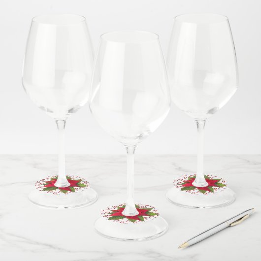 Kerst Wijn Glas ID Papier Ronde Set van 12 Wijnglaslabel (Set)