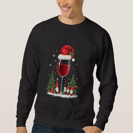 Kerst wijn glas kabouter trui (Voorkant)