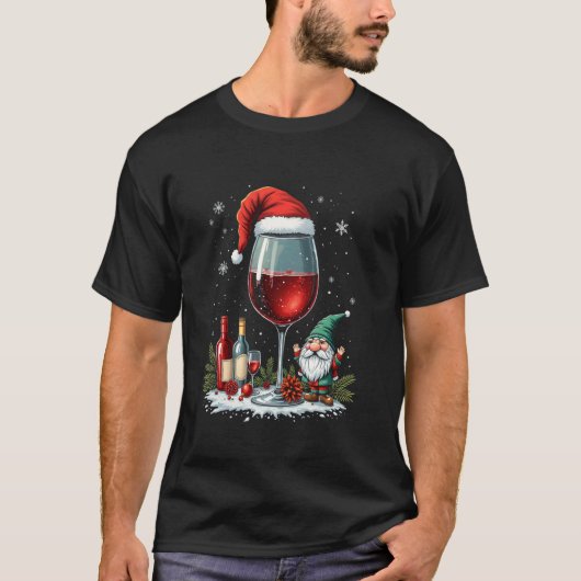 Kerst wijn glas ontwerp t-shirt (Voorkant)