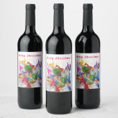 Kerst Wijn Label Gnome Celebration Party Etiket (Flessen)