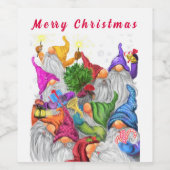 Kerst Wijn Label Gnome Celebration Party Wijn Etiket (Enkel label)