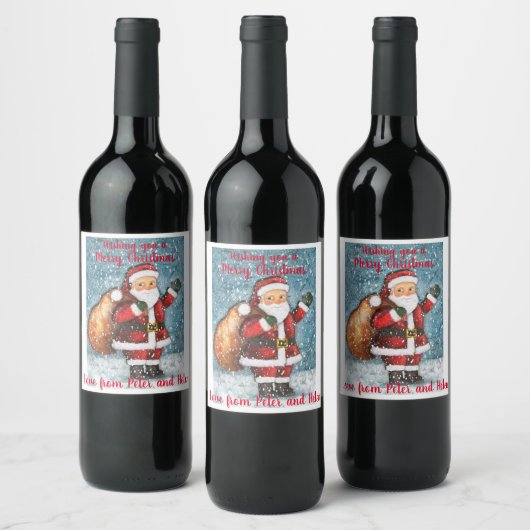 Kerst Wijn Labels Etiket (Flessen)