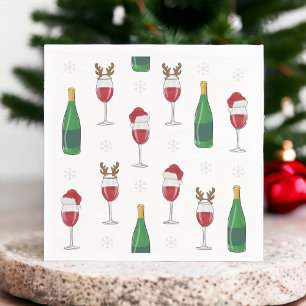 Kerst-wijn met een kerstmuts / Rendierfeestje Servet