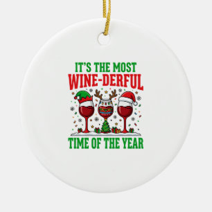 Kerst Wijn-tastische Rode Wijn Ontwerp Keramisch Ornament