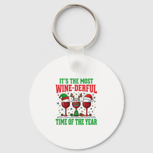 Kerst Wijn-tastische Rode Wijn Ontwerp Sleutelhanger