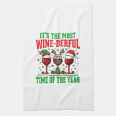 Kerst Wijn-tastische Rode Wijn Ontwerp Theedoek (Verticaal)