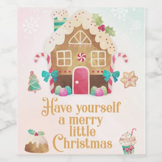 Kerst Wijnlabel, Schattige en feestelijk Wijn Etiket (Enkel label)