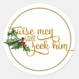 Kerst wijze Mannen zoeken hem nog steeds Ronde Sticker