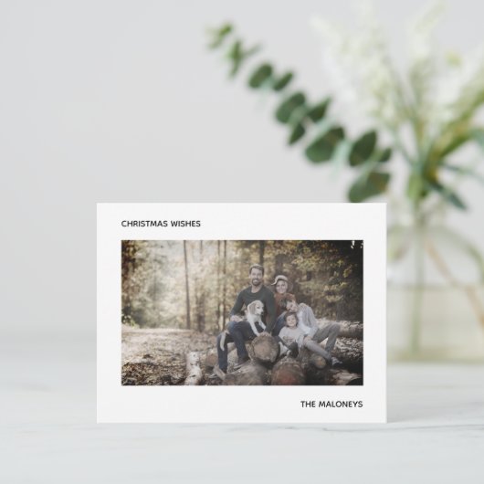 kerst wil moderne foto zwarte strips briefkaart (Staand voorkant)