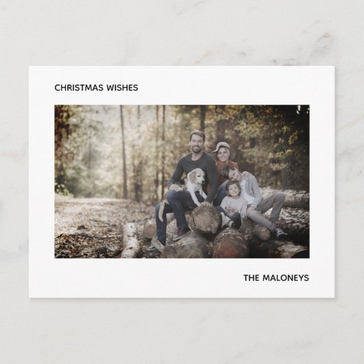 kerst wil moderne foto zwarte strips briefkaart (Voorkant)