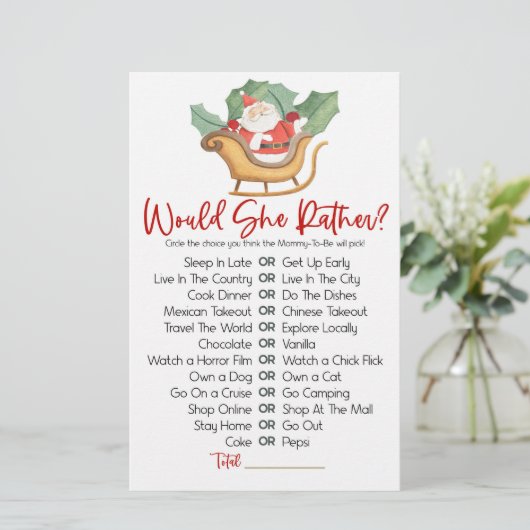 Kerst wil ze liever Baby shower spel Briefpapier (Staand voorkant)