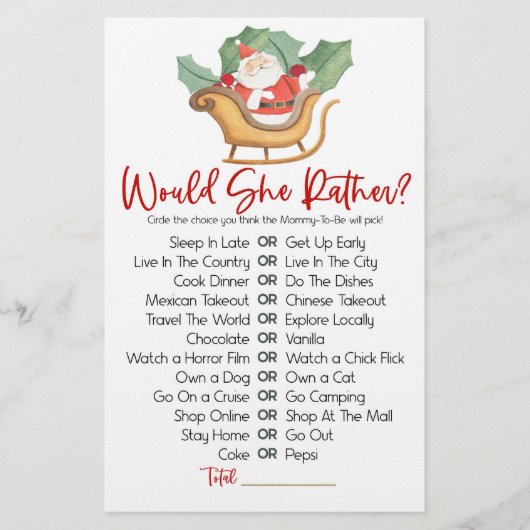 Kerst wil ze liever Baby shower spel Briefpapier (Voorkant)