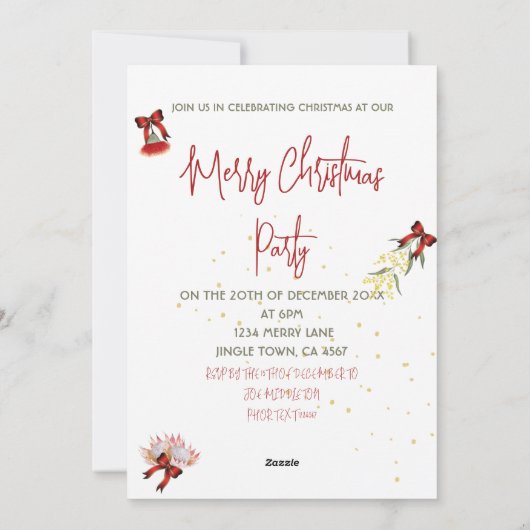 Kerst Wildflower Gold Tree Party uitnodiging (Achterkant)