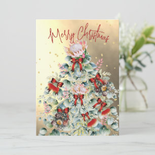 Kerst Wildflower Gold Tree Party uitnodiging