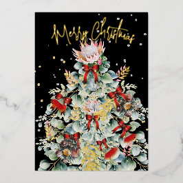 Kerst Wildflower Tree Elegante groet Folie Feestdagenkaart