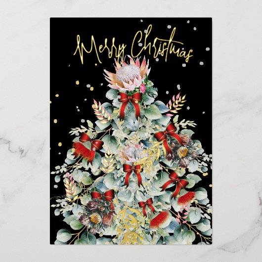 Kerst Wildflower Tree Elegante groet Folie Feestdagenkaart (Voorkant)