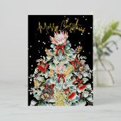 Kerst Wildflower Tree Elegante groet Folie Feestdagenkaart (Staand Voorkant)