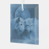Kerst Wildlife Wolf Wolven Glas Ornament (Voorkant links)