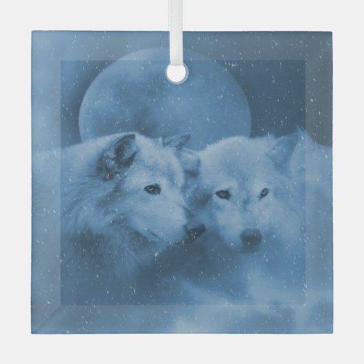 Kerst Wildlife Wolf Wolven  Glas Ornament (Voorkant)