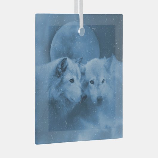 Kerst Wildlife Wolf Wolven  Glas Ornament (Voorkant Rechts)