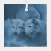 Kerst Wildlife Wolf Wolven Glas Ornament (Achterkant)